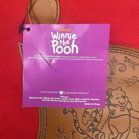 Vintage Disney Winnie the Pooh Tote Shoulder Purse Bag Red Leather Tiger Piglet - Picture 3 of 9